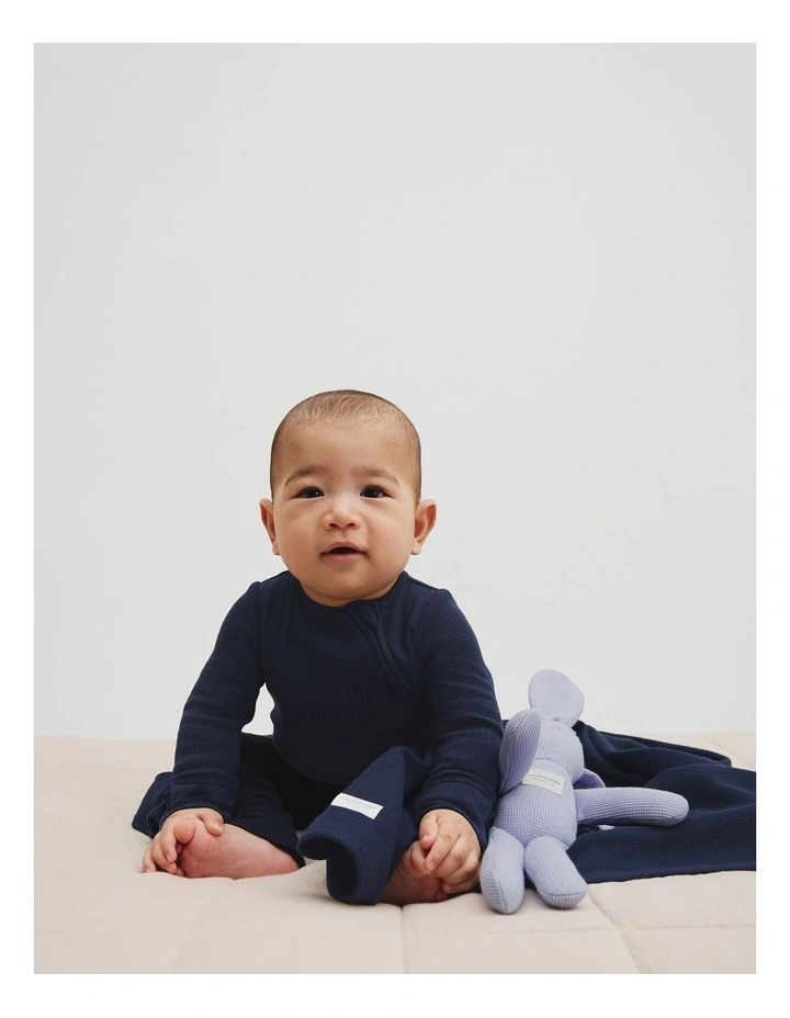 Organically Grown Cotton Waffle Jumpsuit in Navy image 1