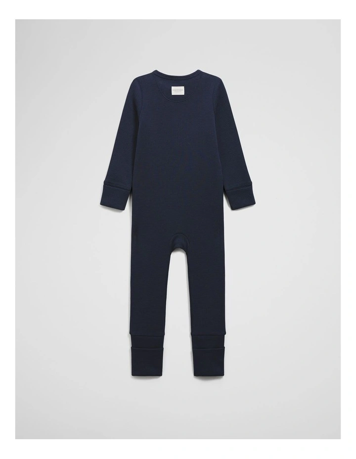 Organically Grown Cotton Waffle Jumpsuit in Navy image 4