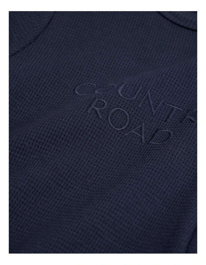 Organically Grown Cotton Waffle Jumpsuit in Navy image 5
