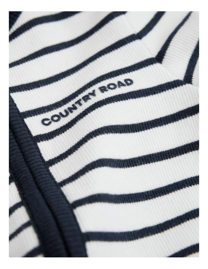 Organically Grown Cotton Stripe Rib Jumpsuit in Navy image 5