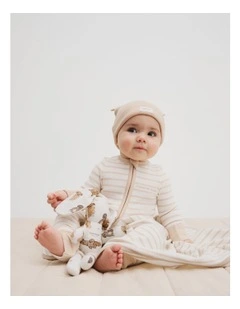 Organically Grown Cotton Stripe Rib Jumpsuit in Shell