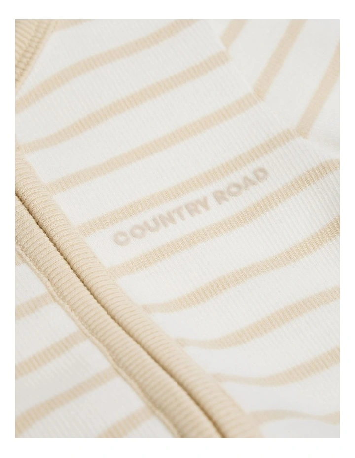 Organically Grown Cotton Stripe Rib Jumpsuit in Shell image 5