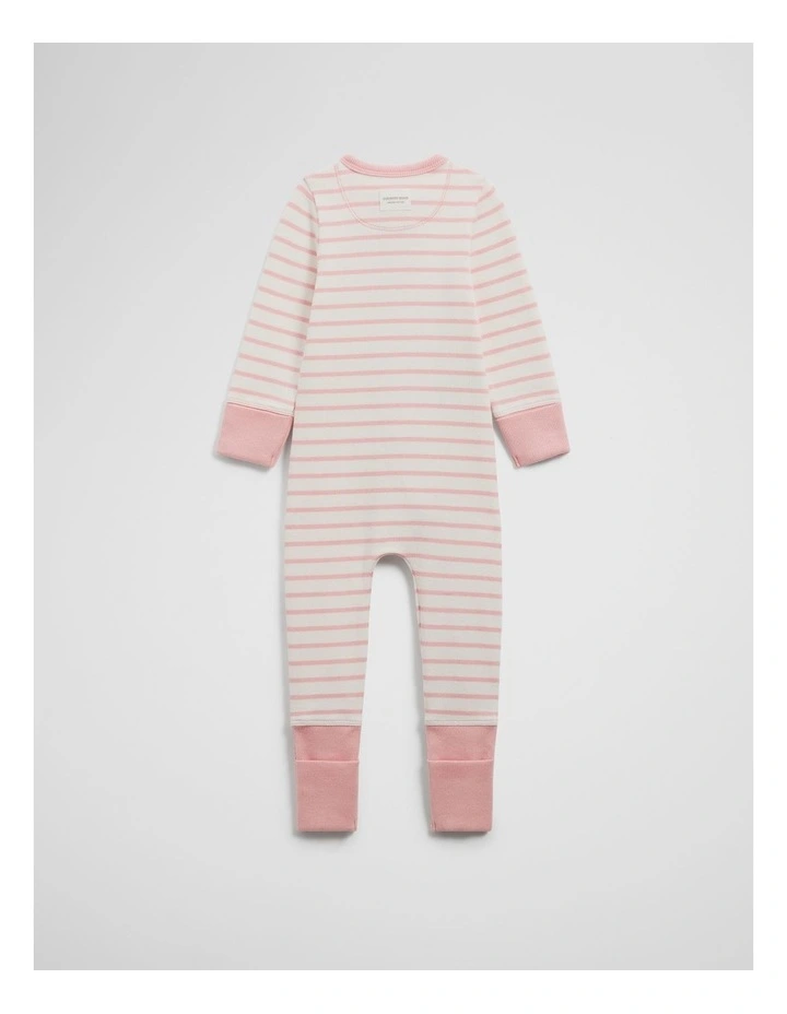 Organically Grown Cotton Stripe Rib Jumpsuit in Blush Pink image 4