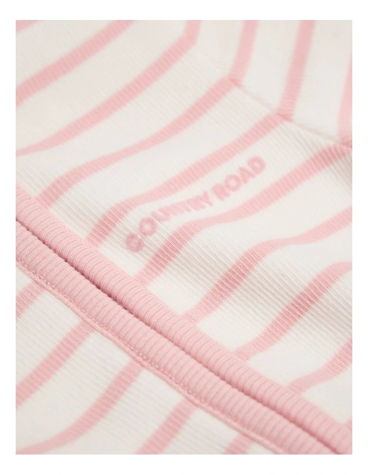 Organically Grown Cotton Stripe Rib Jumpsuit in Blush Pink image 5
