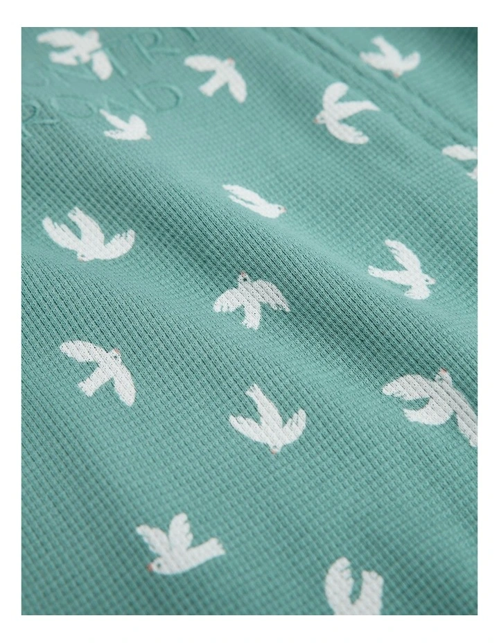 Organically Grown Cotton Waffle Jumpsuit in Bluegum Bird image 5