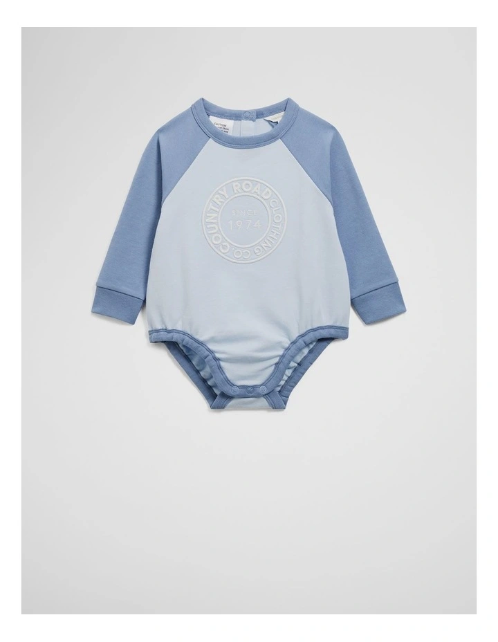 Logo Sweat Bodysuit in Blue image 1