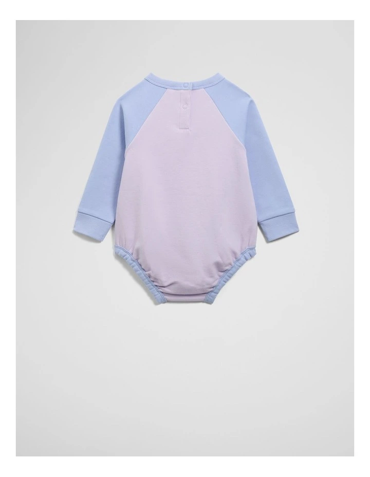 Organically Grown Circle Logo Sweat Bodysuit in Bluebell Multi image 2