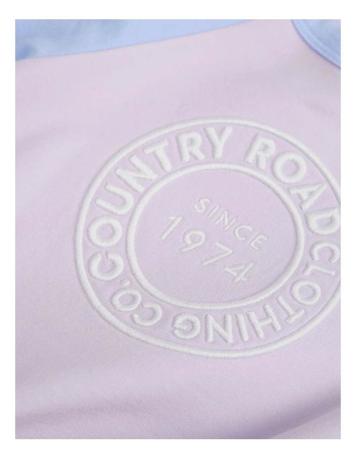 Organically Grown Circle Logo Sweat Bodysuit in Bluebell Multi image 3