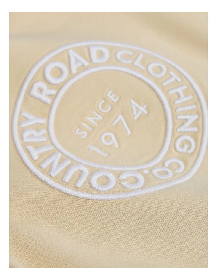 Organically Grown Circle Logo Sweat Bodysuit in Oat Multi image 4
