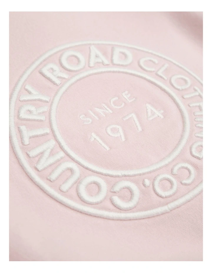 Organically Grown Circle Logo Sweat Bodysuit in Mineral Pink Multi image 5
