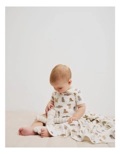 Organically Grown Cotton Dog Print Bodysuit in Marshmallow