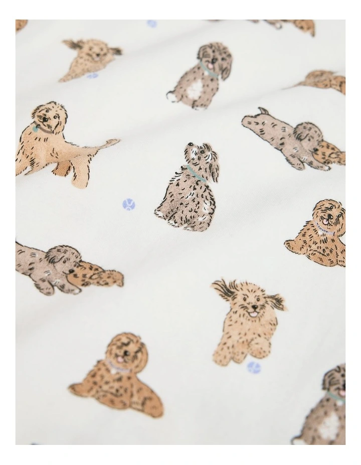 Organically Grown Cotton Dog Print Bodysuit in Marshmallow image 5