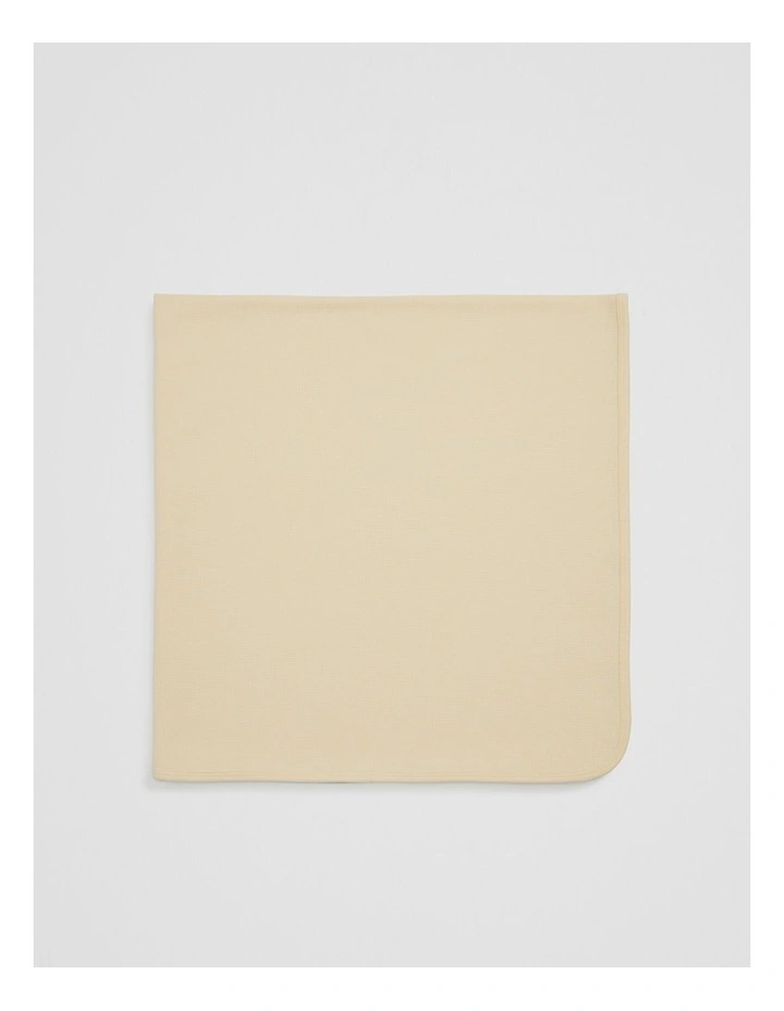 Organically Grown Cotton Waffle Blanket in Lemon image 2