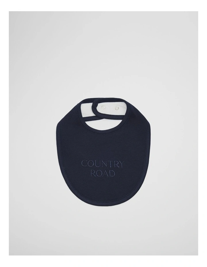 Organically Grown Cotton Waffle Bib in Navy image 1