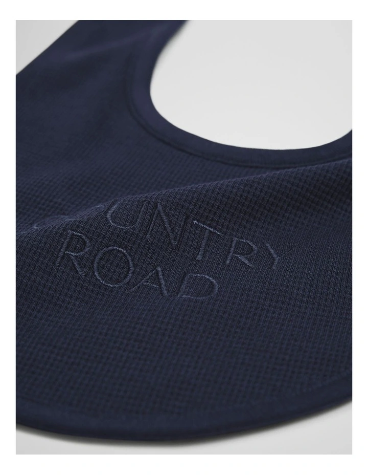 Organically Grown Cotton Waffle Bib in Navy image 2
