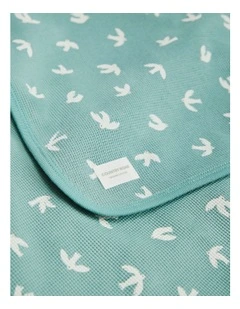 Organically Grown Cotton Waffle Blanket in Bluegum Bird