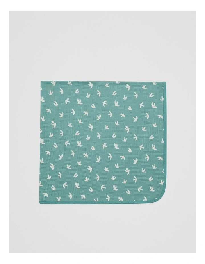 Organically Grown Cotton Waffle Blanket in Bluegum Bird image 2