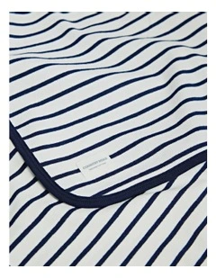 Organically Grown Cotton Stripe Rib Blanket in Navy