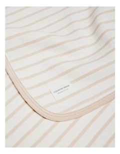 Organically Grown Cotton Stripe Rib Blanket in Shell
