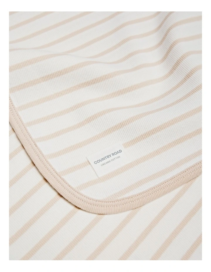 Organically Grown Cotton Stripe Rib Blanket in Shell image 1