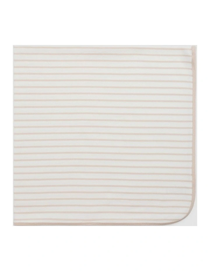 Organically Grown Cotton Stripe Rib Blanket in Shell image 2