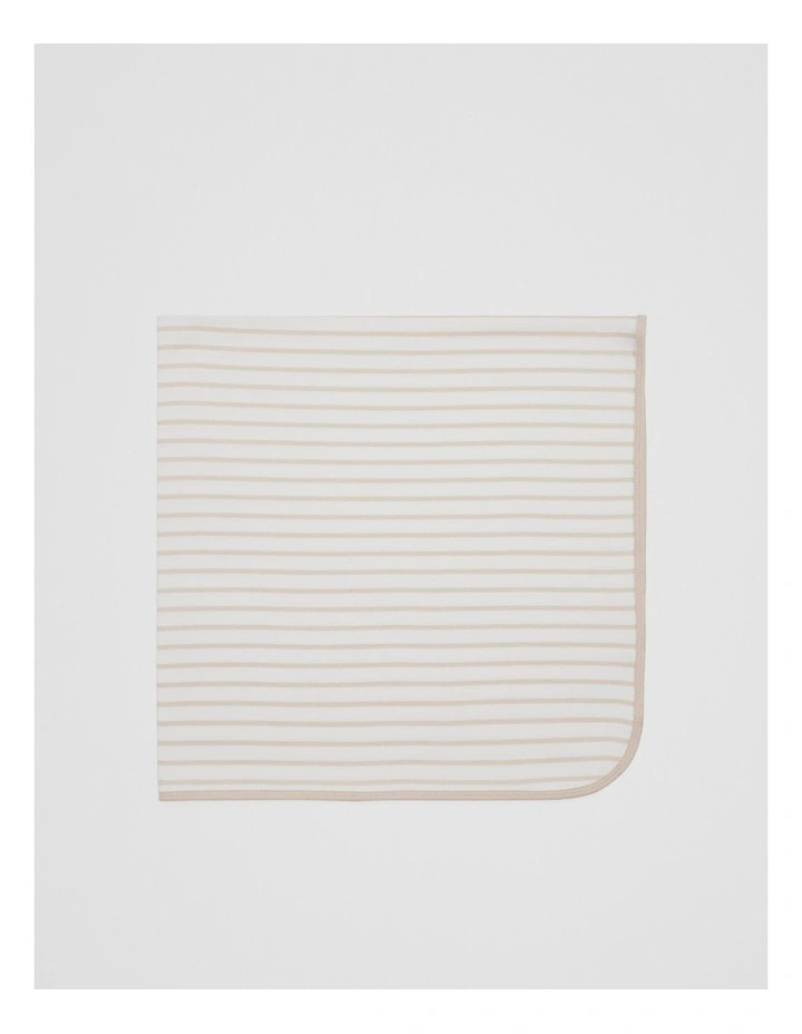 Organically Grown Cotton Stripe Rib Blanket in Shell image 2