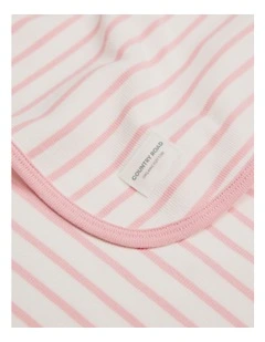 Organically Grown Cotton Stripe Rib Blanket in Blush Pink