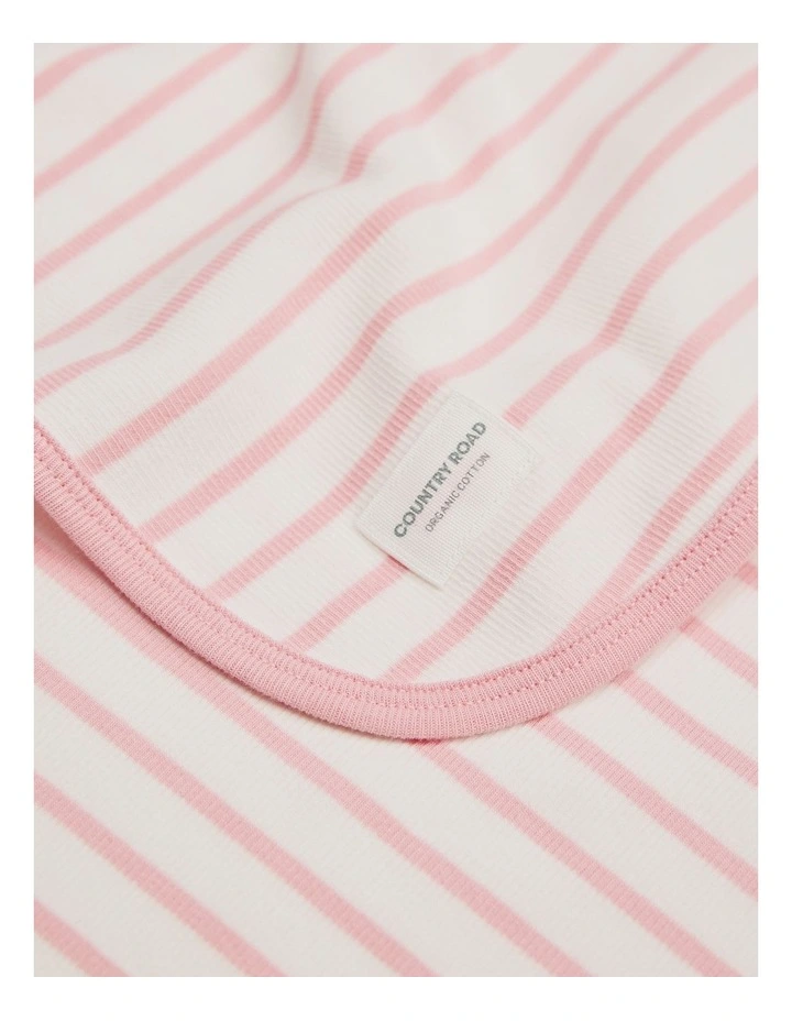 Organically Grown Cotton Stripe Rib Blanket in Blush Pink image 1