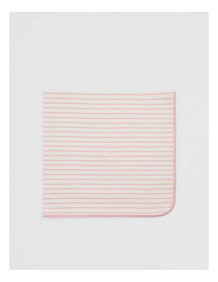 Organically Grown Cotton Stripe Rib Blanket in Blush Pink image 2