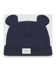 Organically Grown Cotton Rib Beanie in Navy