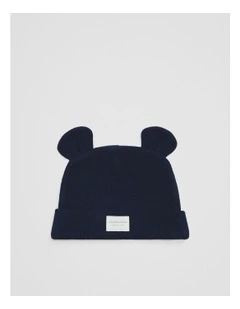 Organically Grown Cotton Rib Beanie in Navy
