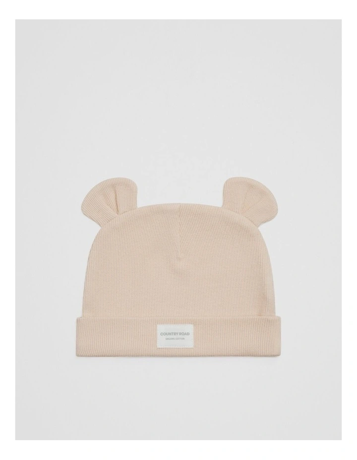 Organically Grown Cotton Rib Beanie in Shell image 1
