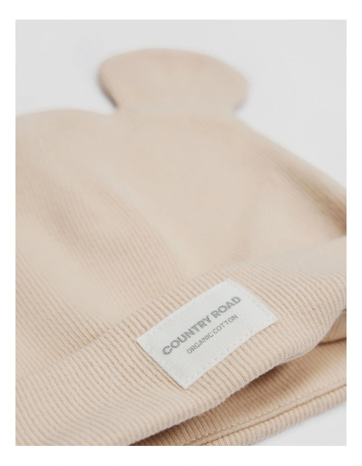 Organically Grown Cotton Rib Beanie in Shell image 2