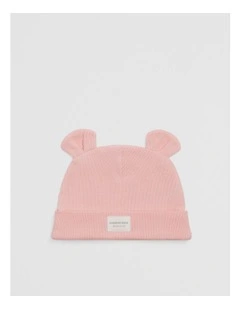 Organically Grown Cotton Rib Beanie in Blush Pink