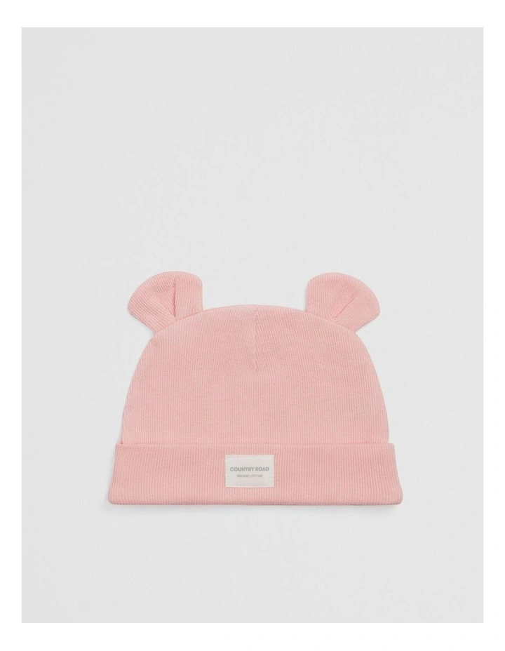 Organically Grown Cotton Rib Beanie in Blush Pink image 1