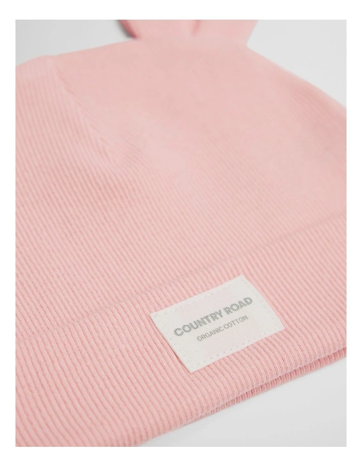 Organically Grown Cotton Rib Beanie in Blush Pink image 3