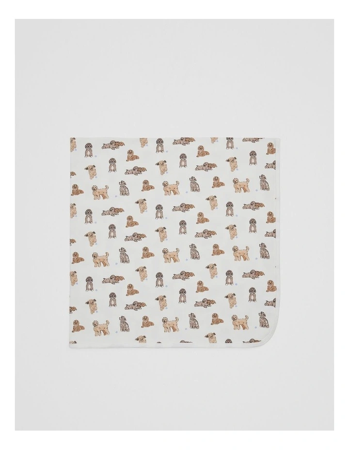 Dog Print Blanket in Marshmallow image 1