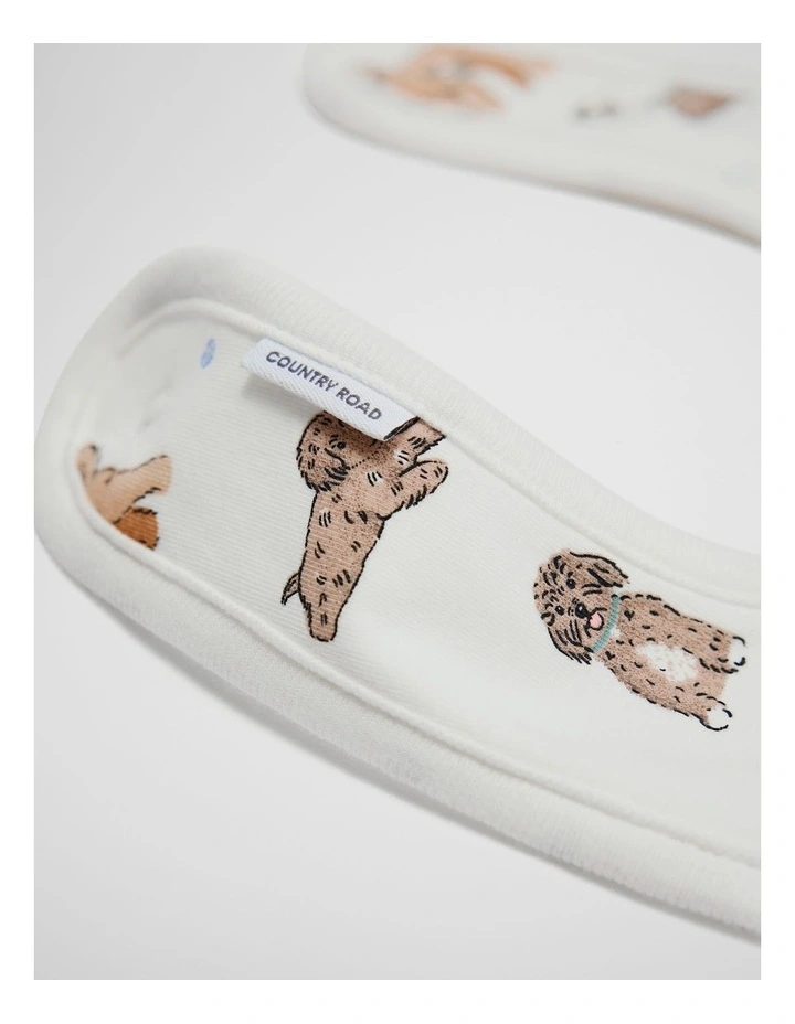 Organically Grown Cotton Dog Print Bib in Marshmallow image 2