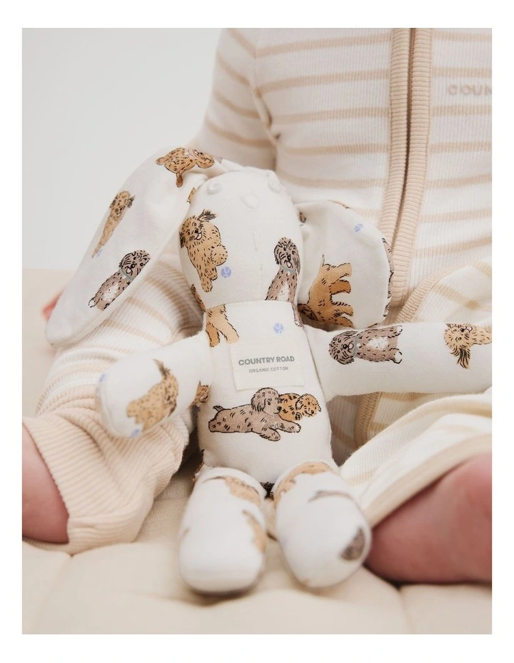 Organically Grown Cotton Dog Print Bunny Toy image 2