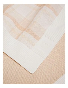 Organically Grown Cotton Check Knit Blanket in Neutral