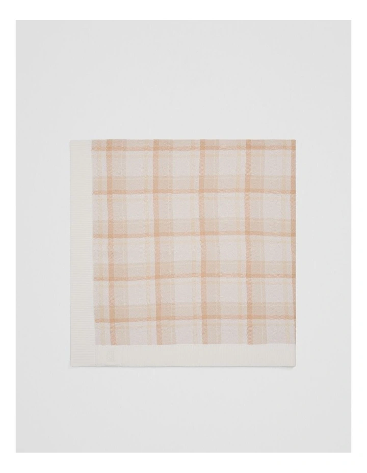 Organically Grown Cotton Check Knit Blanket in Neutral image 2