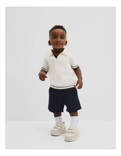 Organically Grown Cotton Knit Polo in Marshmallow