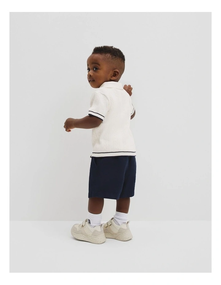 Organically Grown Cotton Knit Polo in Marshmallow image 3