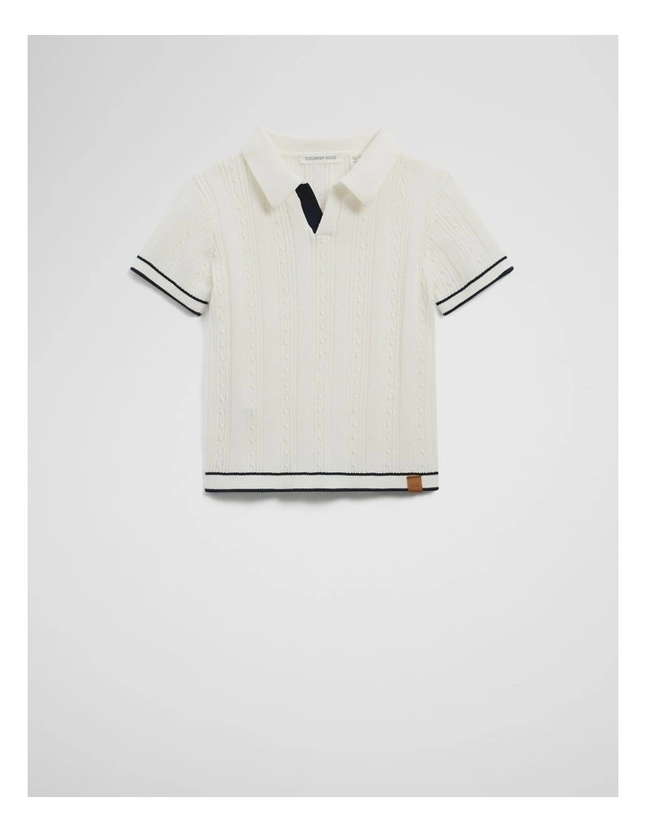 Organically Grown Cotton Knit Polo in Marshmallow image 4