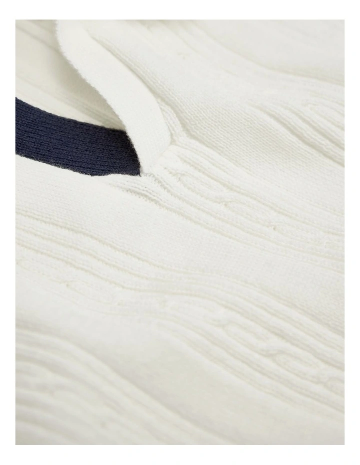 Organically Grown Cotton Knit Polo in Marshmallow image 5