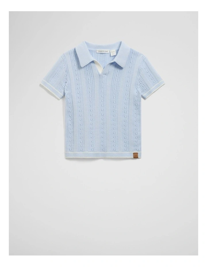 Organically Grown Cotton Knit Polo in Soft Blue image 1