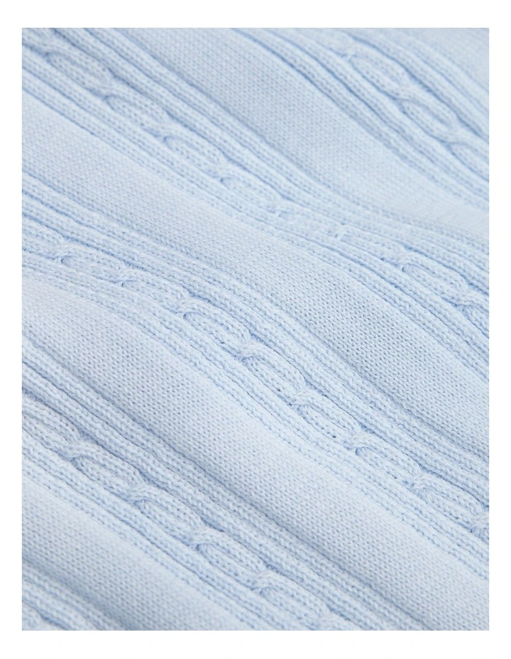 Organically Grown Cotton Knit Polo in Soft Blue image 2