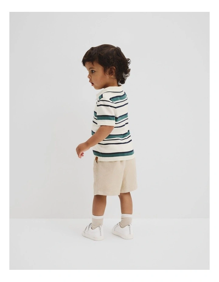 Organically Grown Cotton Stripe Knit Polo in Pine Green image 4
