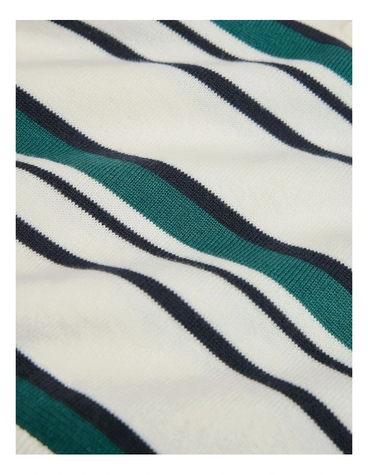 Organically Grown Cotton Stripe Knit Polo in Pine Green image 5