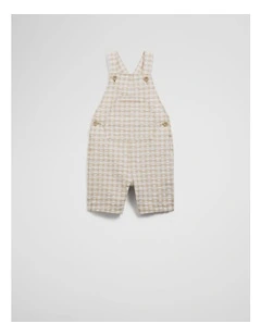 Gingham Overalls in Latte